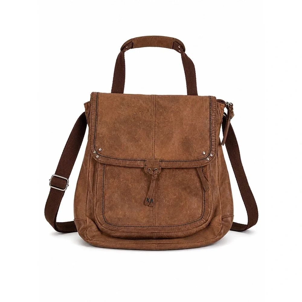 The Sak Ventura Vintage Y2K Brown Distressed Leather Convertible Backpack Bag